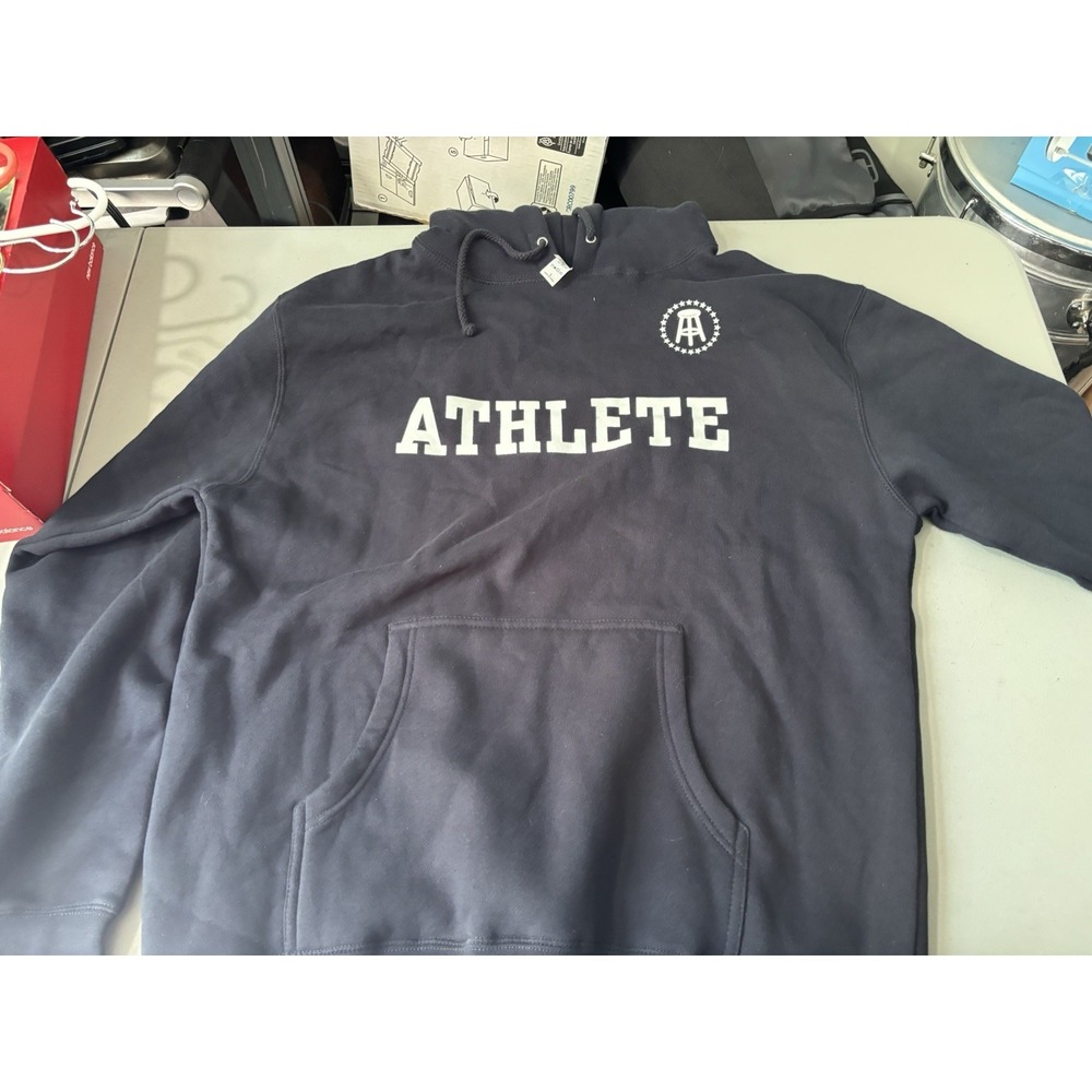 Barstool Sports Hoodie Men's large Blue Athletic Spellout Sweatshirt Pullover